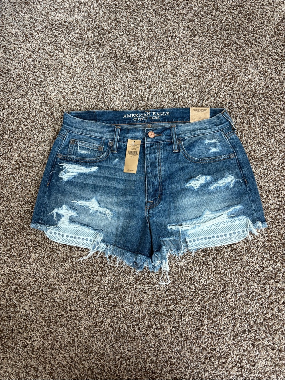 American Eagle Outfitters Medium Wash Distressed Festival Shorts
